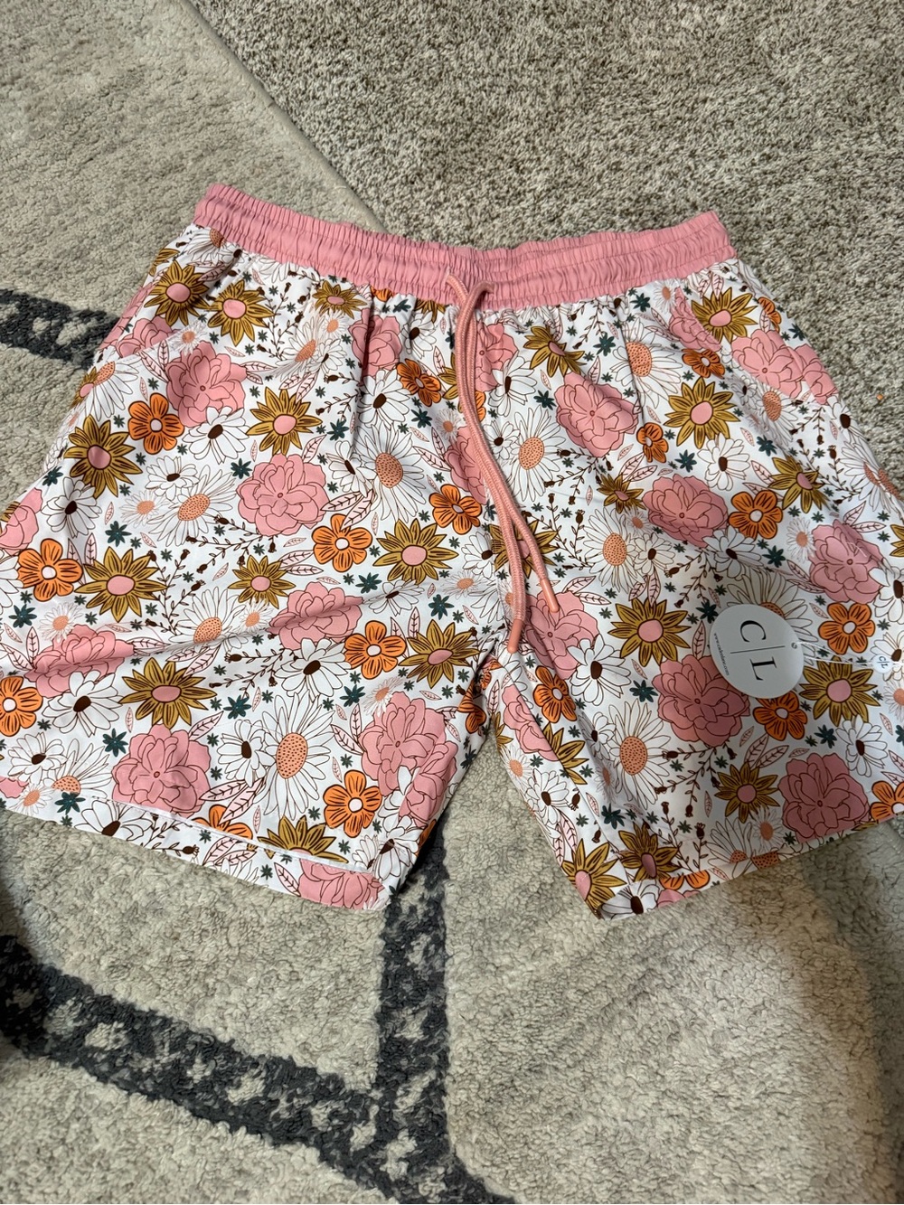 Caden Lane Pink Floral Men’s Swim Board Shorts